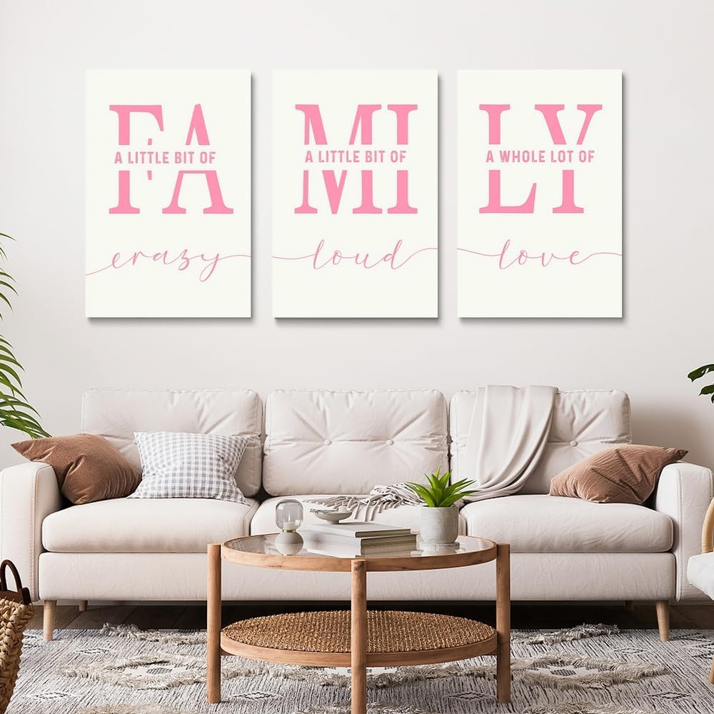 GUBIYU Home Family Wall Decor, Wall Art for Living Room Set of 3 Inspirational Canvas Prints Black and White Framed Canvas Art Paintings Wood Wall Decoration for Dining Room Bedroom Home Decor 24x36