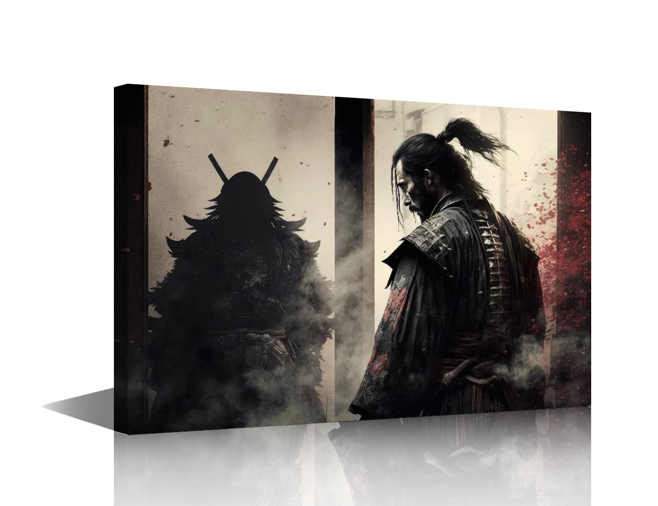 TISHIRON Canvas Art Decorations for The Home Dark Samurai Canvas Painting Wall Art Living Room Wall Decor Dark Warrior Framed Wall Art Modern Home Decor Canvas Wall Art Posters Prints, 30x45cm