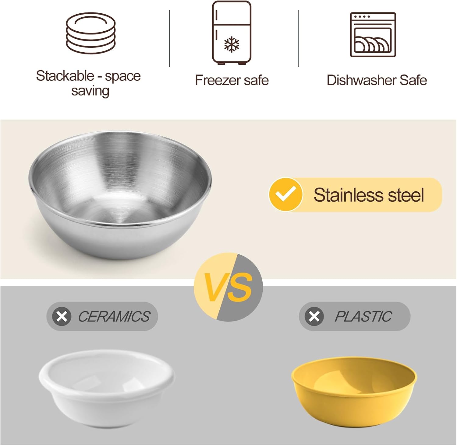 8 Pcs Stainless Steel Sauce Dishes, 3.2 Inch, Round