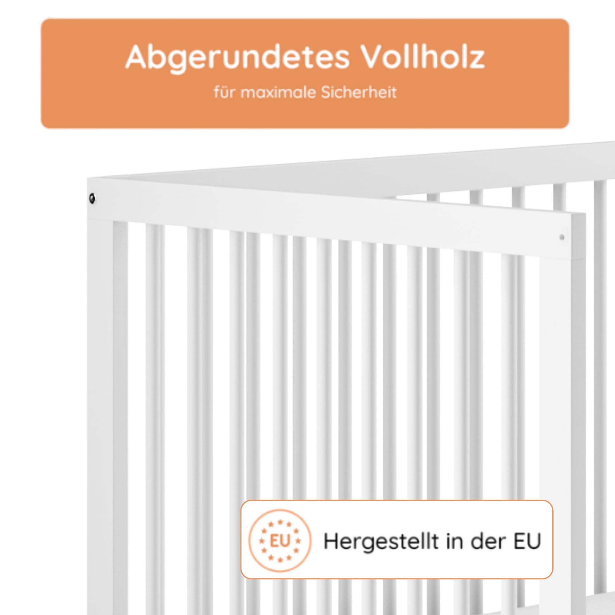 Kids Collective Babybett Kinderbett Beistellbett | Modulares Gitterbett Lattenrost 3-Fach höhenverstellbar & abnehmbare Sprossen | Baby Bett Holz Kinderzimmer | 120x60 cm | Weiß