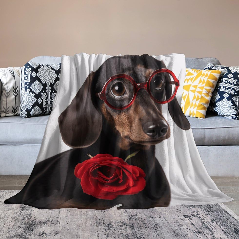 Couverture polaire pour chien aux motifs de roses douces pour lit et canapé