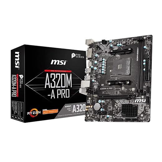 MSI A320M-A Pro AMD A320 AM4 Micro ATX DDR4-SDRAM Motherboard