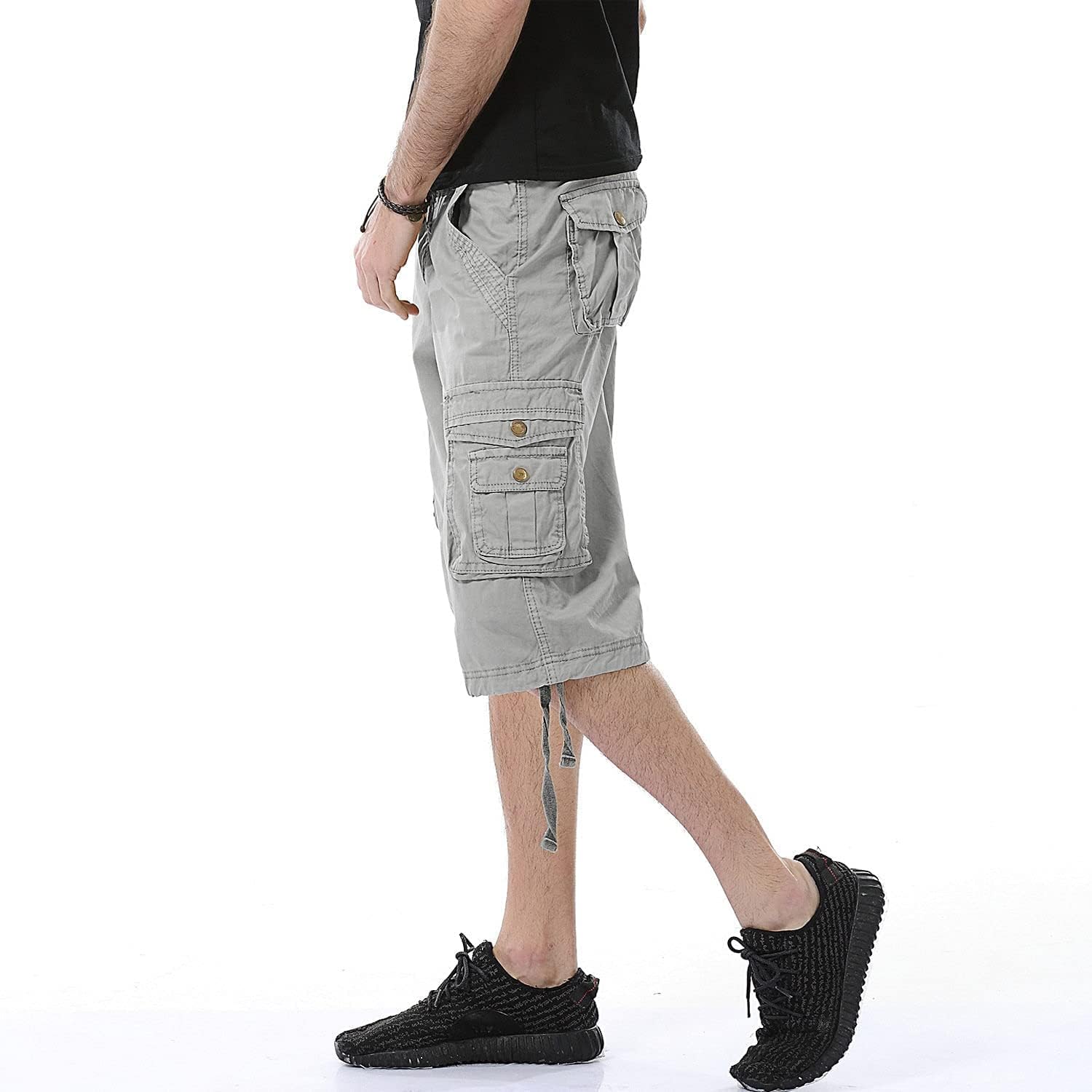 DGHM-JLMY Men's Military Outdoor Summer Beach Shorts Traveling Cotton Cargo Shorts Multi-Pocket Stright Cargo Shorts