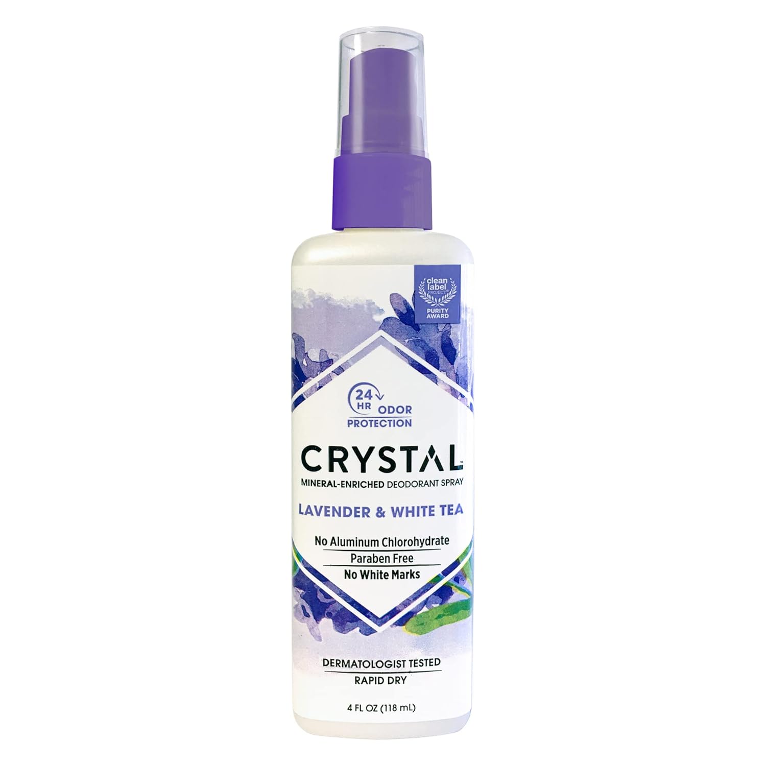 Crystal Essence Deodorant Body Spray Lavender/White Tea 4 Ounces