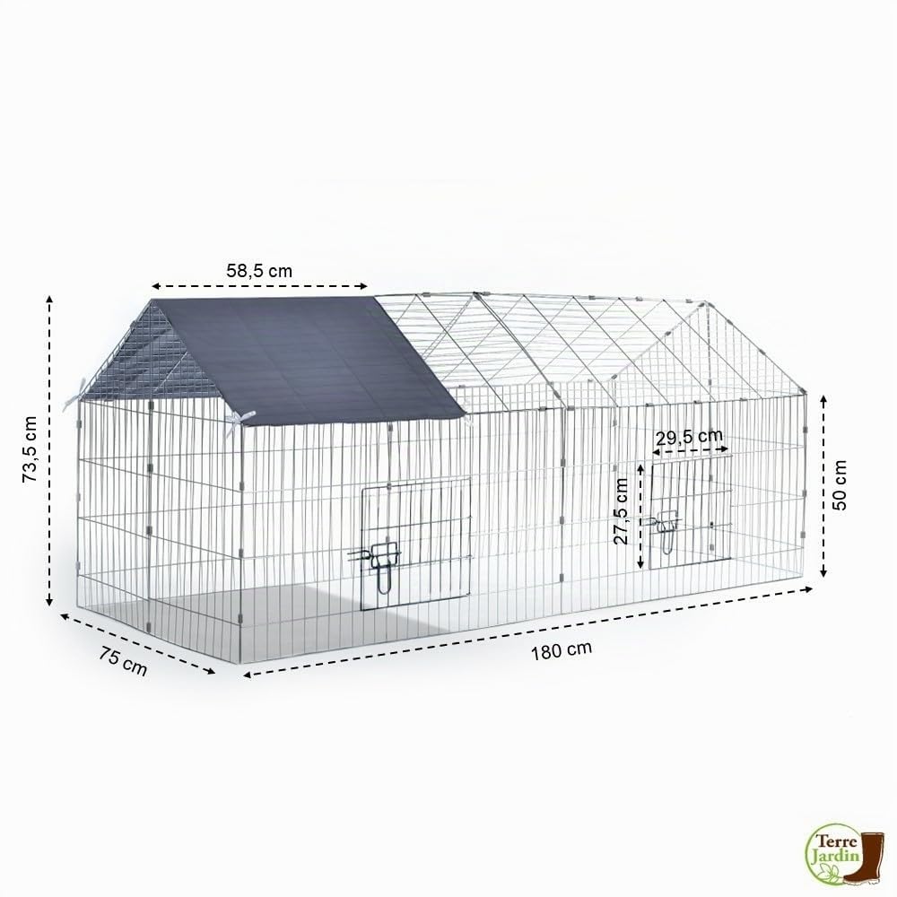 Recinto vallado Exterior de 75x180cm para Conejos, cobayas...