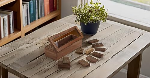 Miniatura 3 de Juego de dominó de madera de alta calidad hecho a mano con 28 azulejos de dominó profesionales en caja de almacenamiento decorativa de madera de