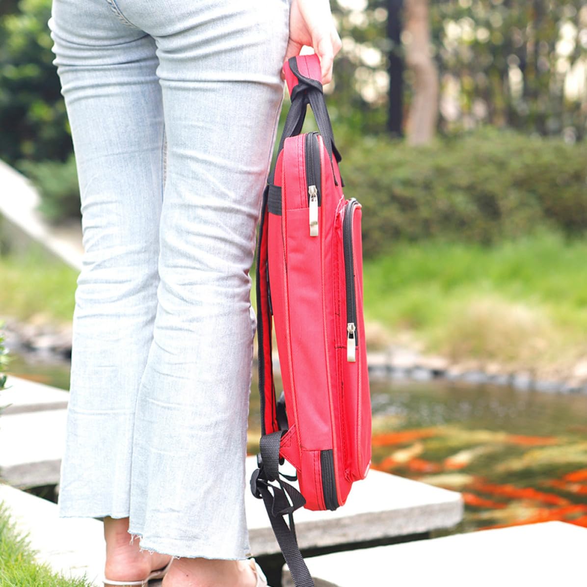 Bolsa para Salas de Transportar de y para Presentaciones de Práctica Fácil Roja Algodón Oxford Baquetas Batería