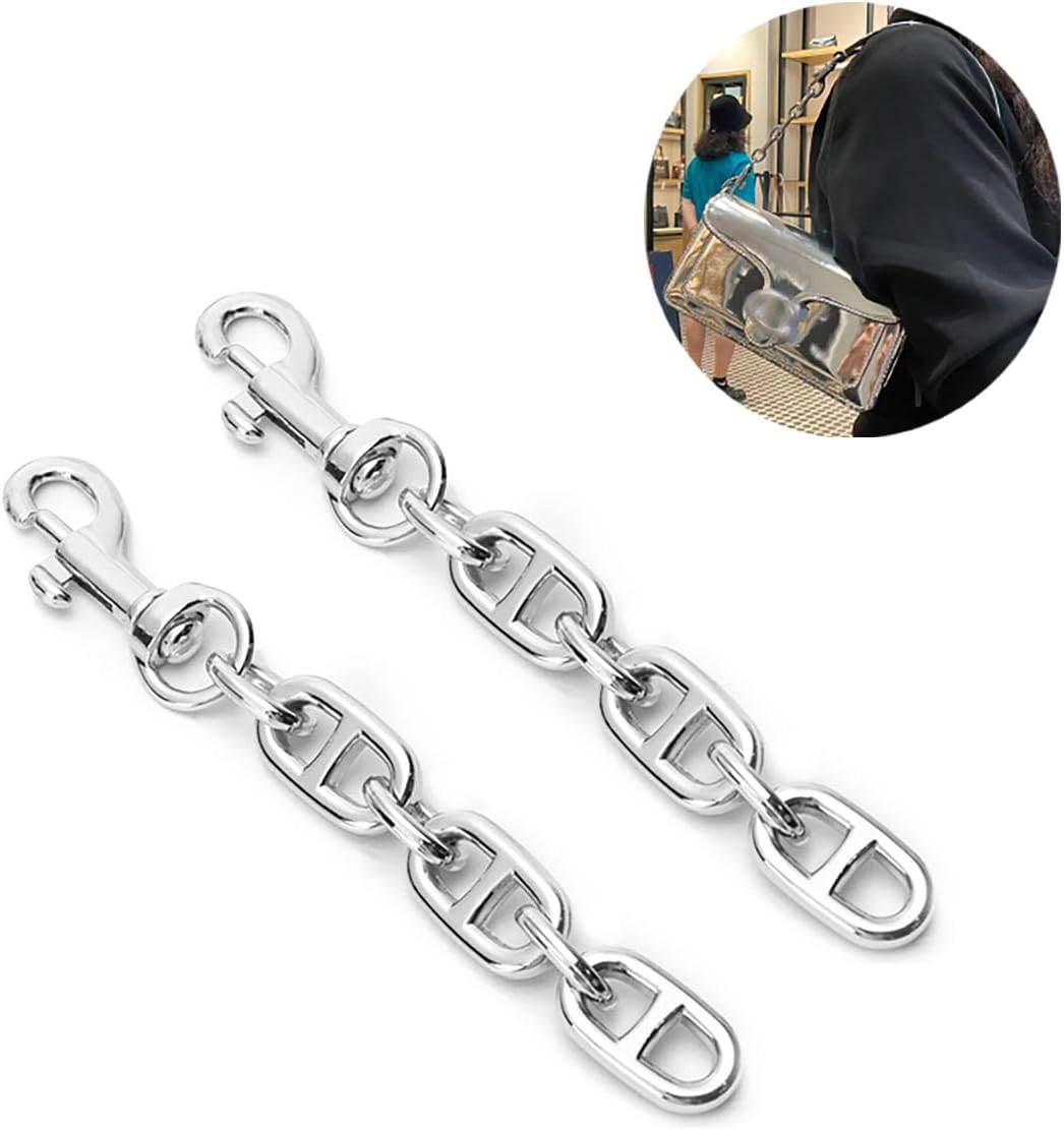 2Pcs Purse Strap Extender, Woman Bag Chain Extender, Shoulder Crossbody Purse Chain Extender for Tabby Nolita Silver (2 Strap Extender - Silver)
