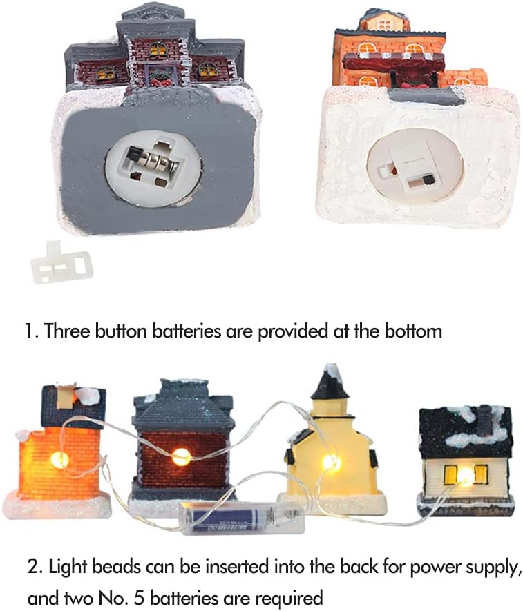 LED Christmas Village Houses Decorative Santa Claus Buildings Kids Home Decor (2nd Generation)