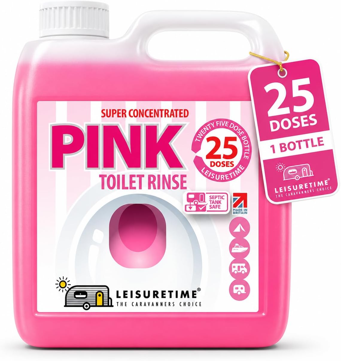 Pink Caravan & Motorhome Chemical Toilet Rinse 1L – 25 Treatments, Cassette