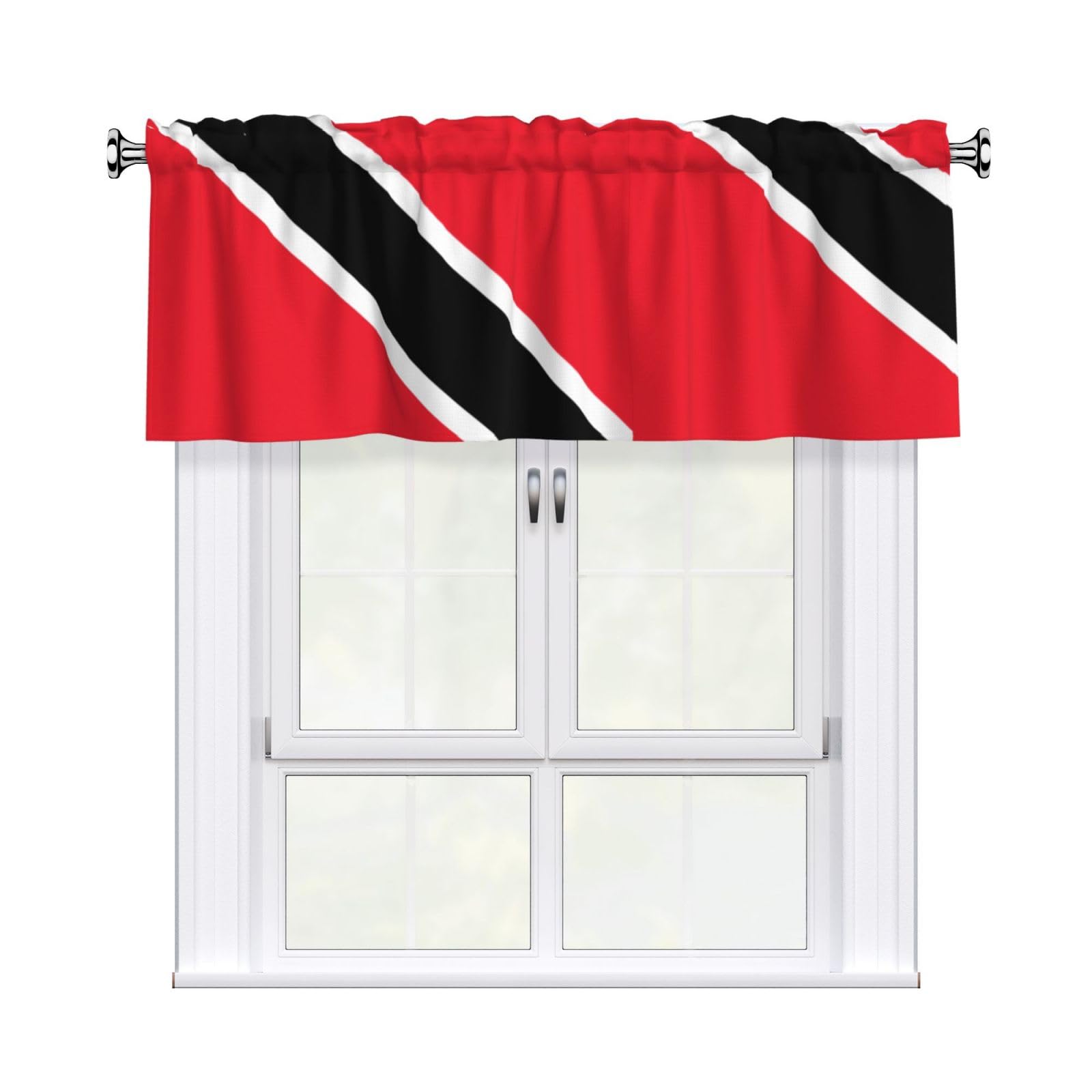 WHJSHOP Flag of Trinidad and Tobago Prints Curtain Valance 54x18 Inch - Peach Skin Window Layer with Delicate Print, Filtered Light for Kitchen Use