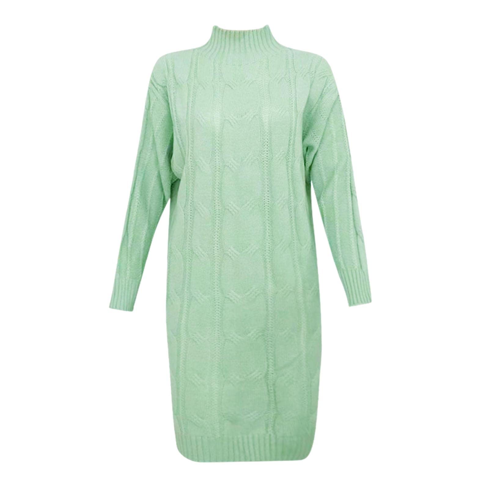 Abito da donna, elegante, lavorato a maglia grossa, collo alto, slim bodycon, mini abito lungo, maglione elasticizzato, casual, a maglia, mini abito a tunica
