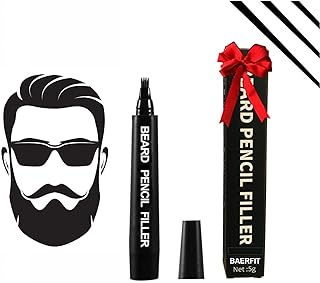 Beard Color Pencil Black, Beard Pen for Men, Long Lasting Coverage, Enhance Facial Hair, Micro-Fork Tip for Seamless Application, Mustache Colour (Pack of 1)