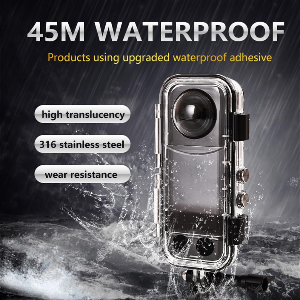 Funda de buceo para cámara de acción Insta360 X4, cubierta impermeable, cubierta subacuática, protector de 60 m, cámara deportiva, invisible de 360°, carcasa de buceo completo (PC)