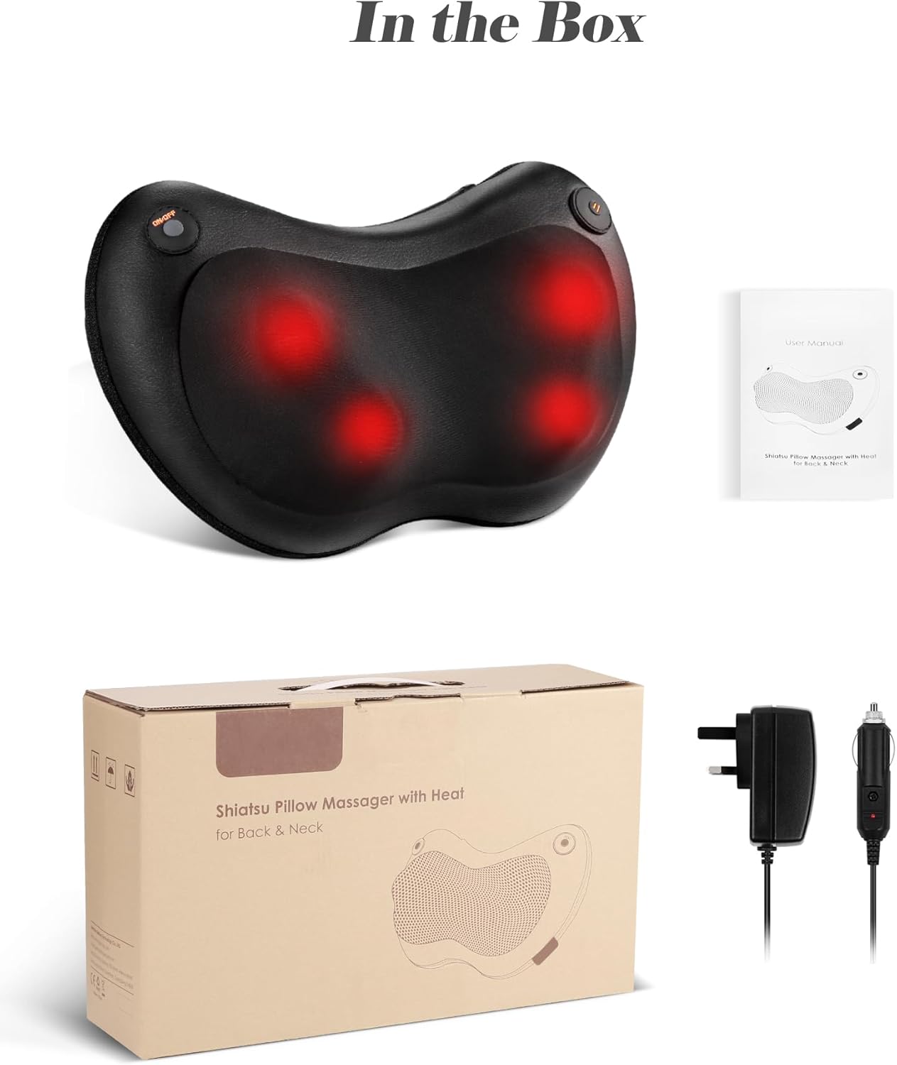 Careboda Shiatsu Massager Cushion and accessories in box