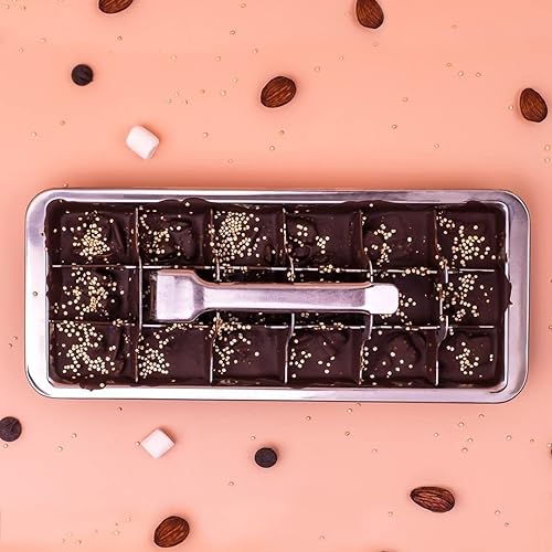 Miniatura 7 de Bandeja del fabricante del cubo de hielo del acero inoxidable, molde del cubo de hielo del estilo de la palanca rápido para hacer 18 cubos de hielo