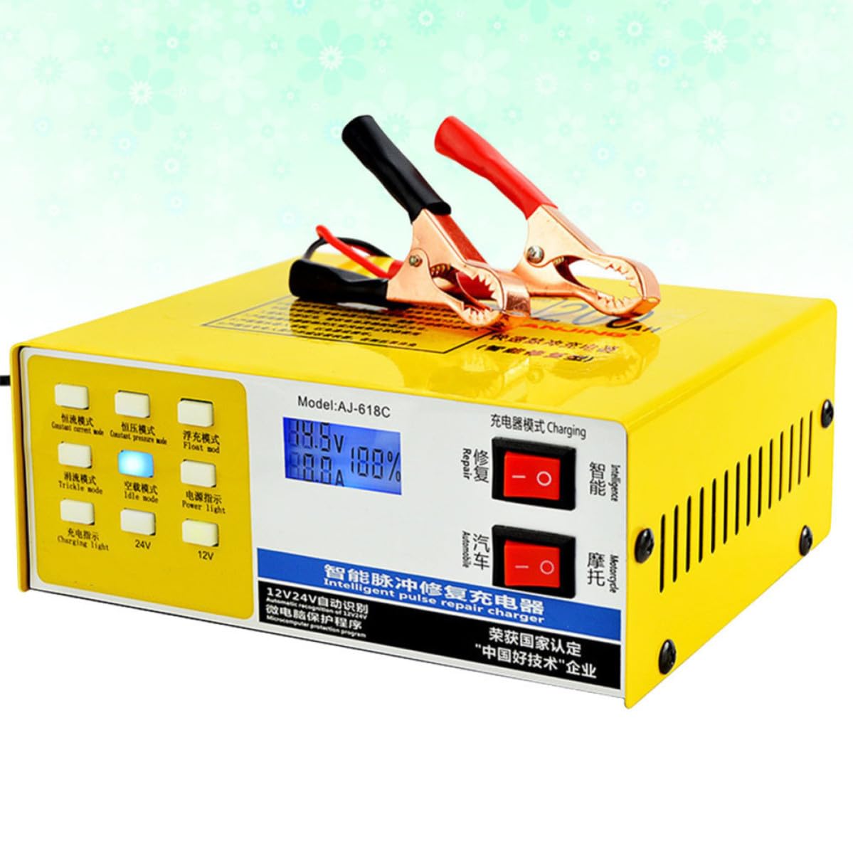 MAGICLULU Caricabatteria Automatico 12v-12a 24v-10a per Batteria Auto e Moto, Caricatore Intelligente Metallo 220w Funzione di Riparazione a Impulsi e Spegnimento Automatico