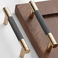 Vista 14 de Paquete de 6 pomos de aluminio, de 2,5 cm, para cajones, con acabado contra oxidación dorado y gris, con patrón de diamante