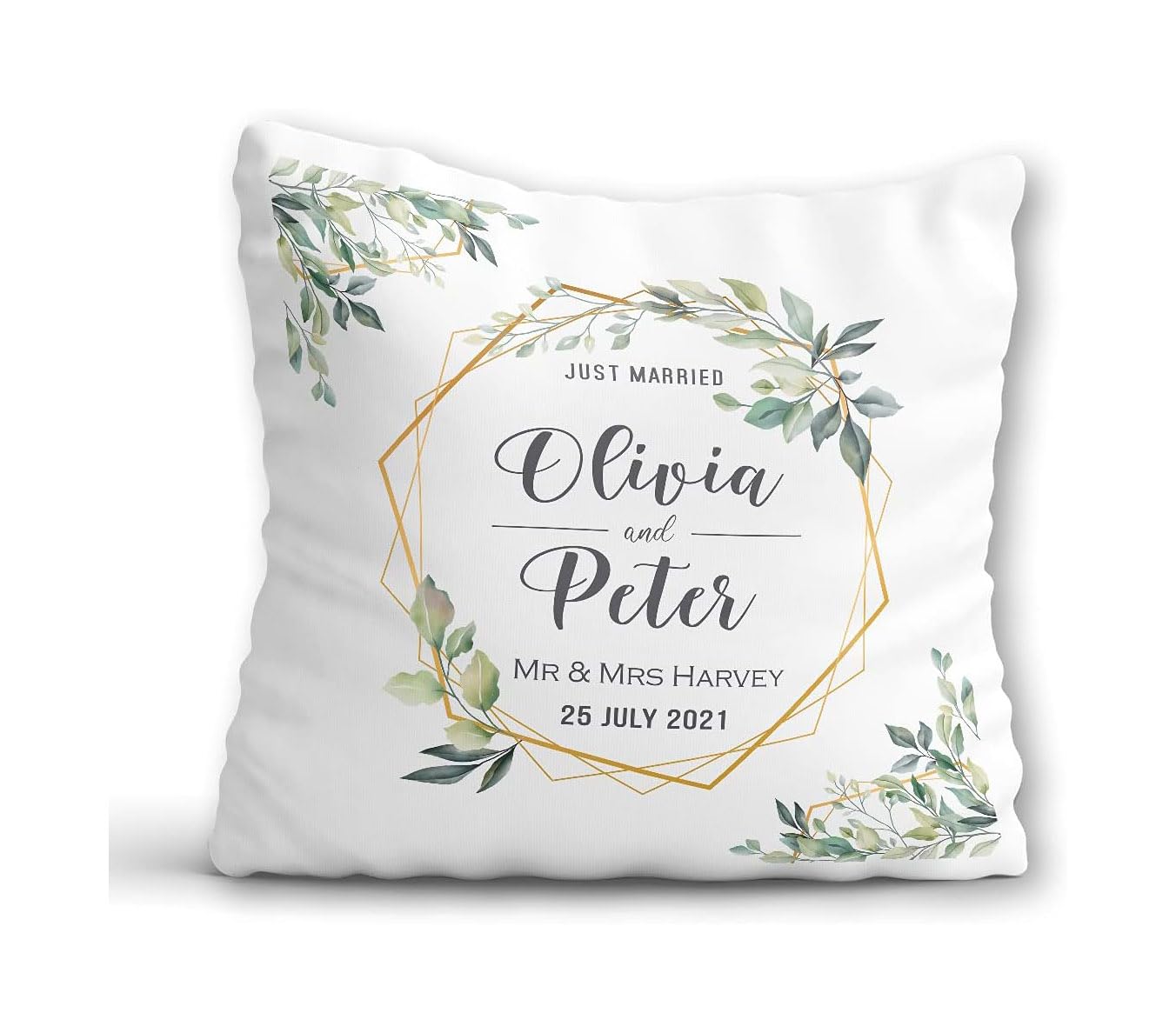 Up Your Avenue Gifts Personalised Wedding Gift - Bride and Groom Cushion - Mr & Mrs Pillow with Custom Names Wedding Date - Rustic Wedding Keepsake Just Married Couple Husband Wife