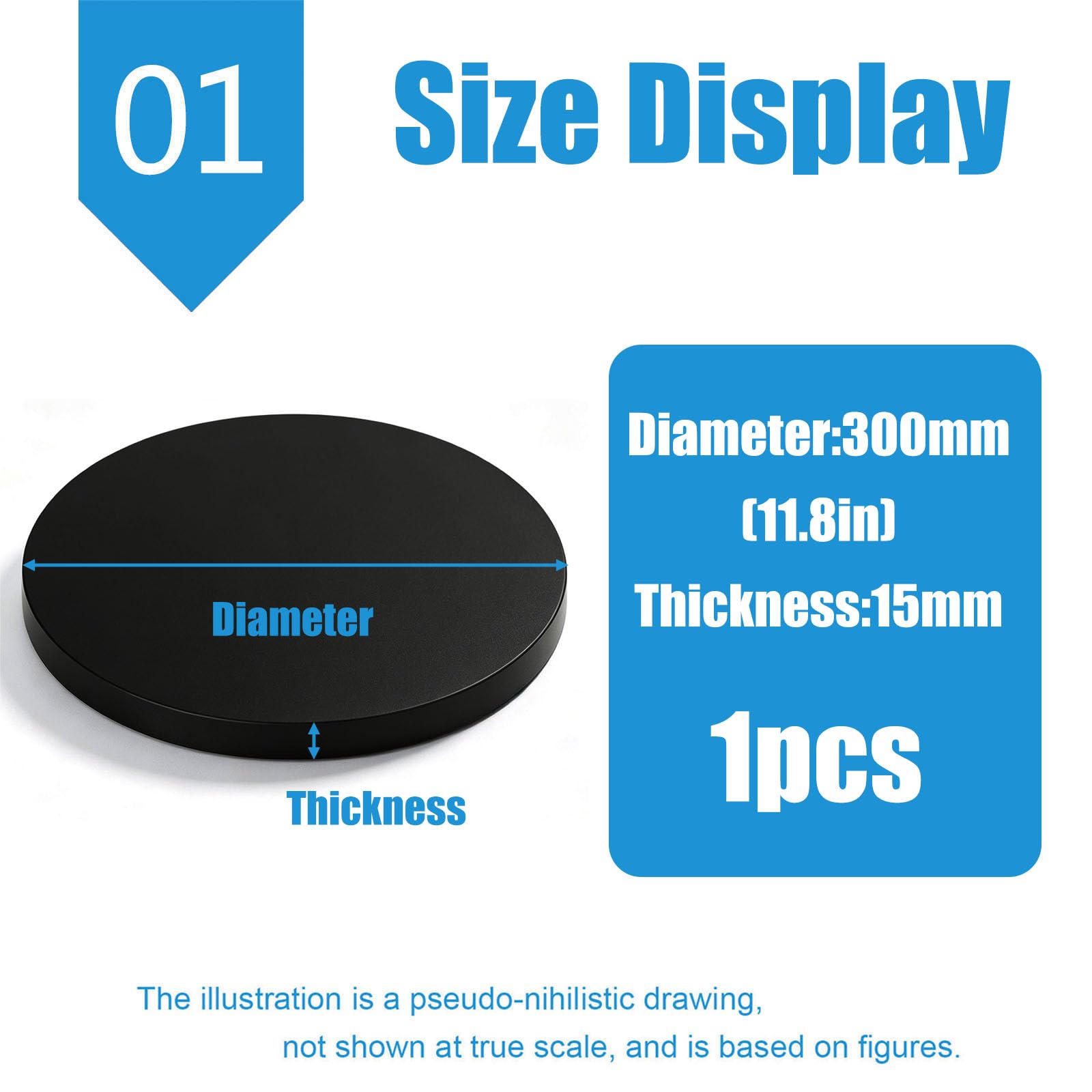 Fogli di Plastica ABS Lastra di Plastica ABS Girare 1.5cm | Disco in Plastica Nera, Facile Da Termoformare, Per Arredamento, Spessore 1,5 Cm
