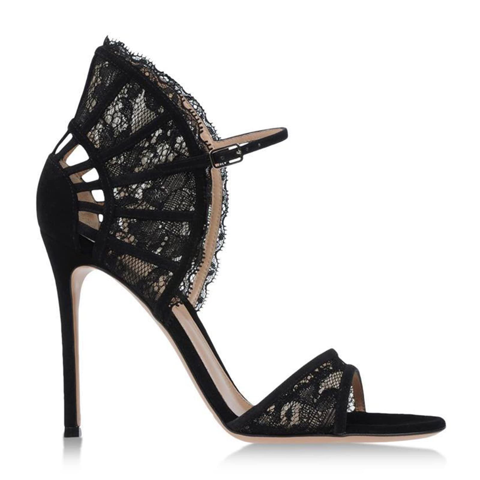 Sandales À Talons Hauts Stiletto Bout Ouvert Bride À La Cheville Dames 12 CM Dentelle Chaussures De Danse