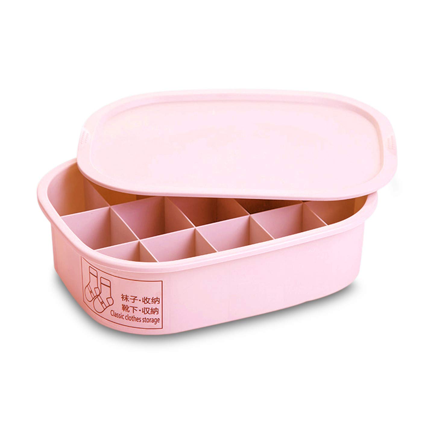 HOMUREN Kinds Drawer Organizer Storage Box Divider Container with Lid w/Opt Compartments[C3 Pink with 15 Compartments,11.4x8.6x3.3inch/29x22x8.5cm]