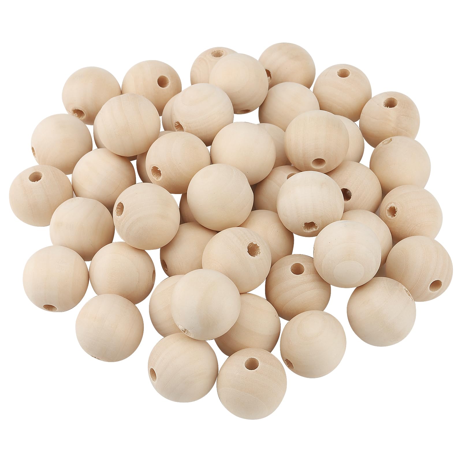 JAPCHET 100 Pcs 30mm Wooden Beads, 3cm Natural Wood Spacer Beads with Hole for Craft Decoration Making