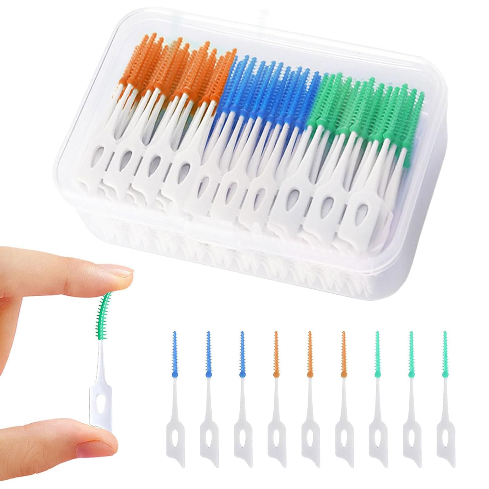 210PCS Silicone Interdental Brushes,Silicone Floss Sticks Dental,Teeth Floss Sticks,Portable Dental Brushes,Efficient Cleaning Tooth Picks Floss Sticks Cleaning Tool for Oral Cleaning(3 Colors)-image-10