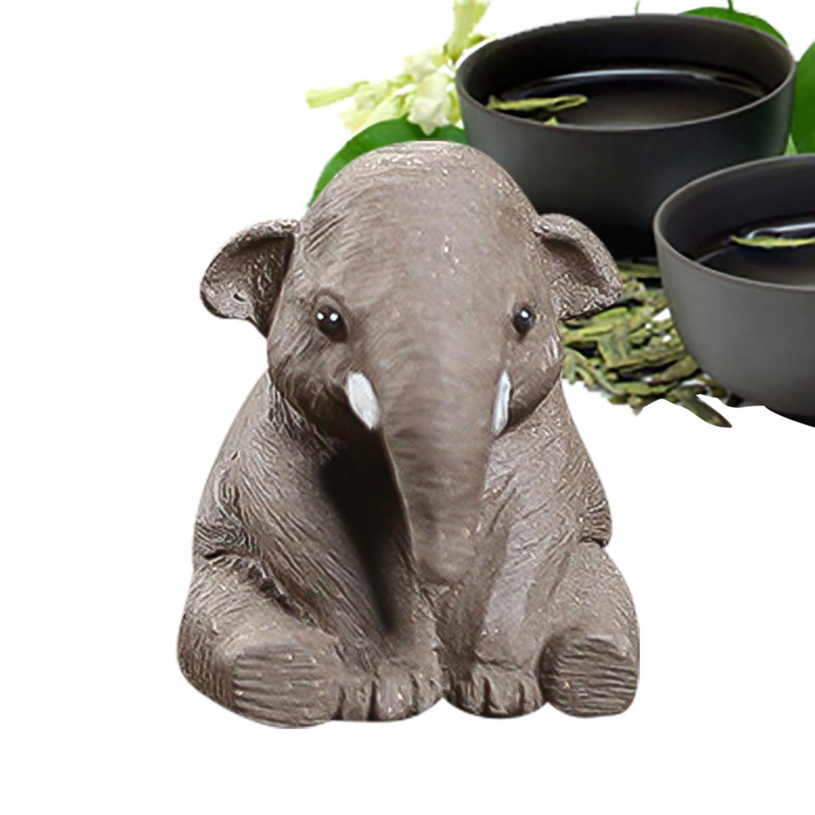 Vassoio da tè in argilla viola con statua di elefante e coccodrillo, tovaglietta fatta a mano per cerimonia del tè, regalo per anziani