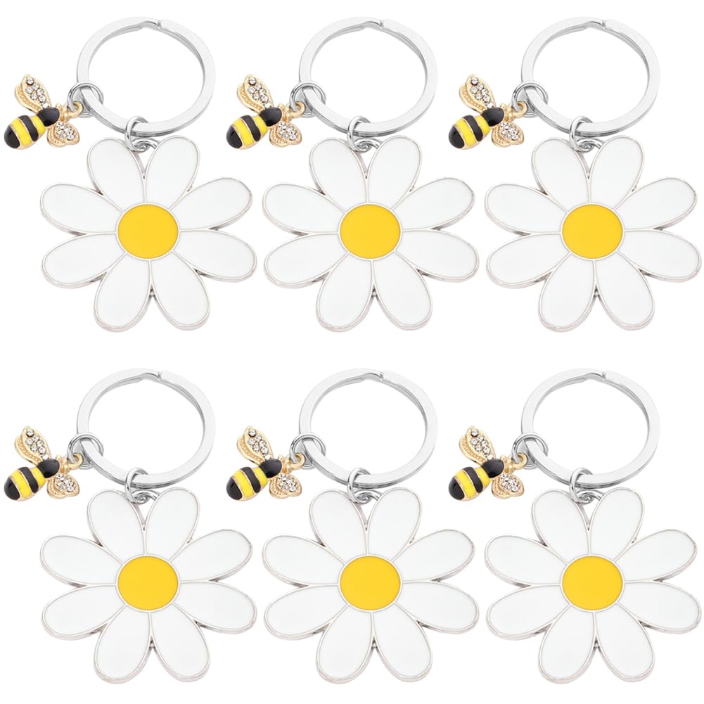 MEZHEN Daisy Key Ring Flower Key Ring Party Bag Women's Key Ring Bee Decoration Pendant Key Ring Decoration Key Purse Bag Accessories Party Gifts