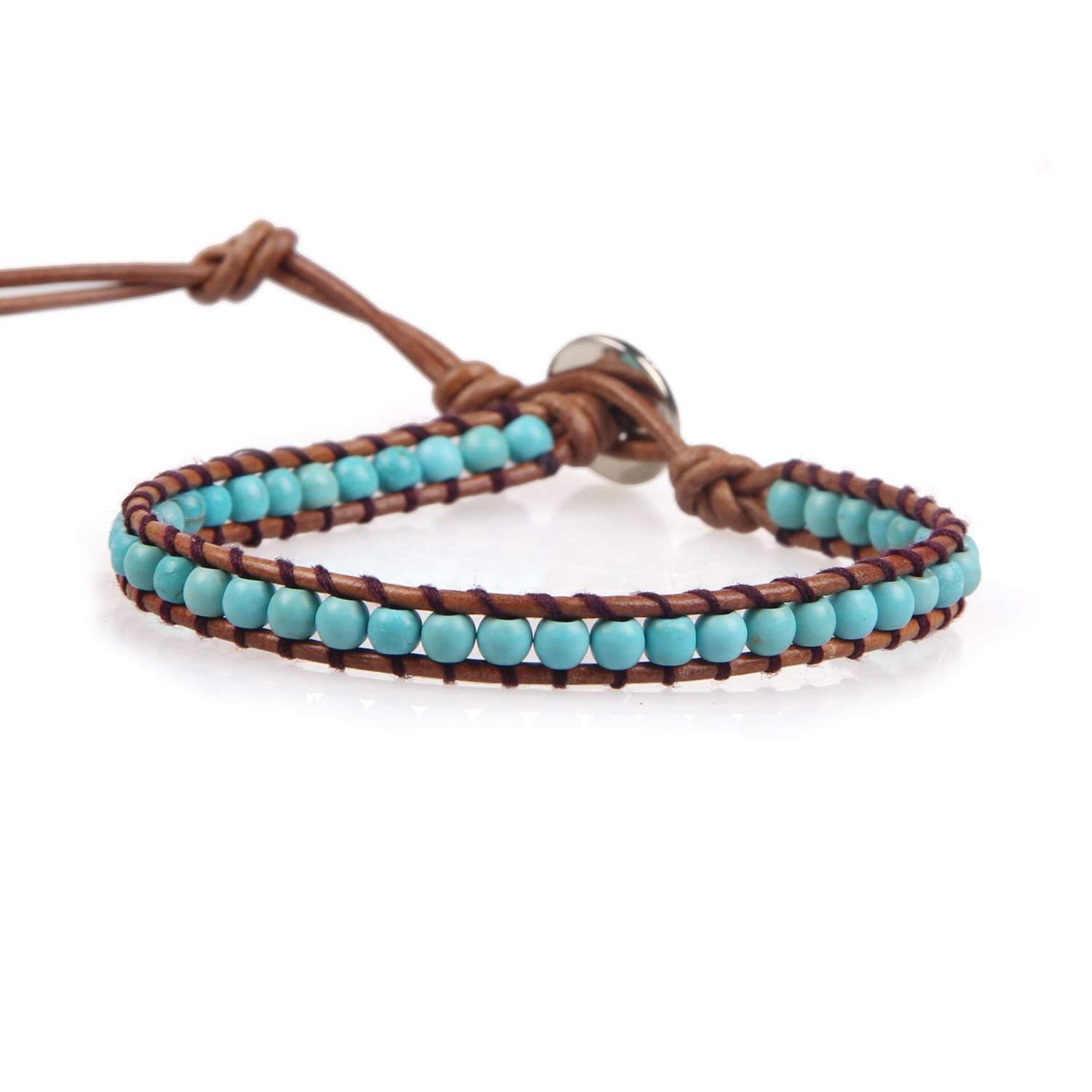 Bracciali In Pelle KELITCH - 2 Giri, Con Perline Di Cristallo, Stile