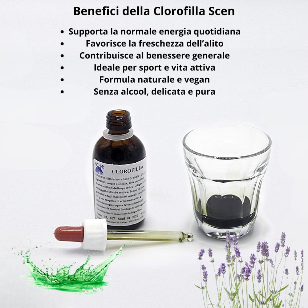 SCEN – Clorofilla Liquida Spagirica SENZA Alcol, Estratto Vegetale Puro, 50 ml – Naturale, Vegan, Made in Italy (1)