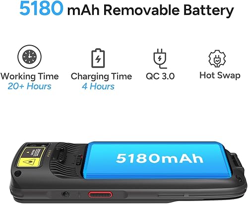 Miniatura 4 de MEFERI Escáner de código de barras Android ME40K, equipado con escáner cebra SE4710, 4+64GB 5180mAh, Android 12 PDA computadora móvil portátil