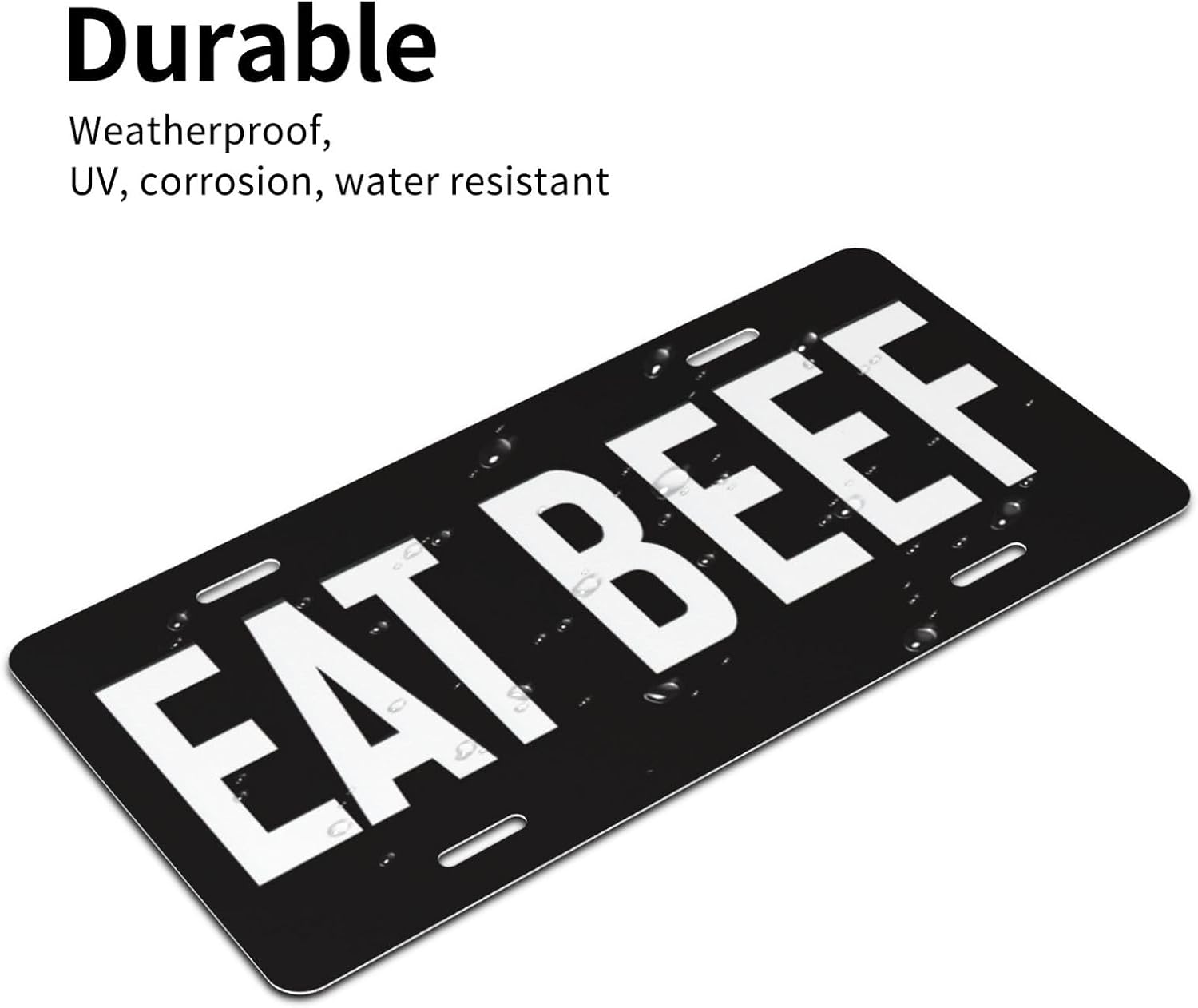 Funny Eat Beef Black Background License Plate Decorative Car Front,Metal Car Plate,Vanity Tag,Aluminum Noverlty License Plate Waterproof Colorfast 6×12 Inch