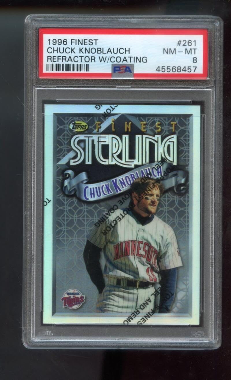 1996 Topps Finest Sterling REFRACTOR #261 Chuck Knoblauch PSA 8 Graded Baseball Card MLB Minnesota Twins With Coating