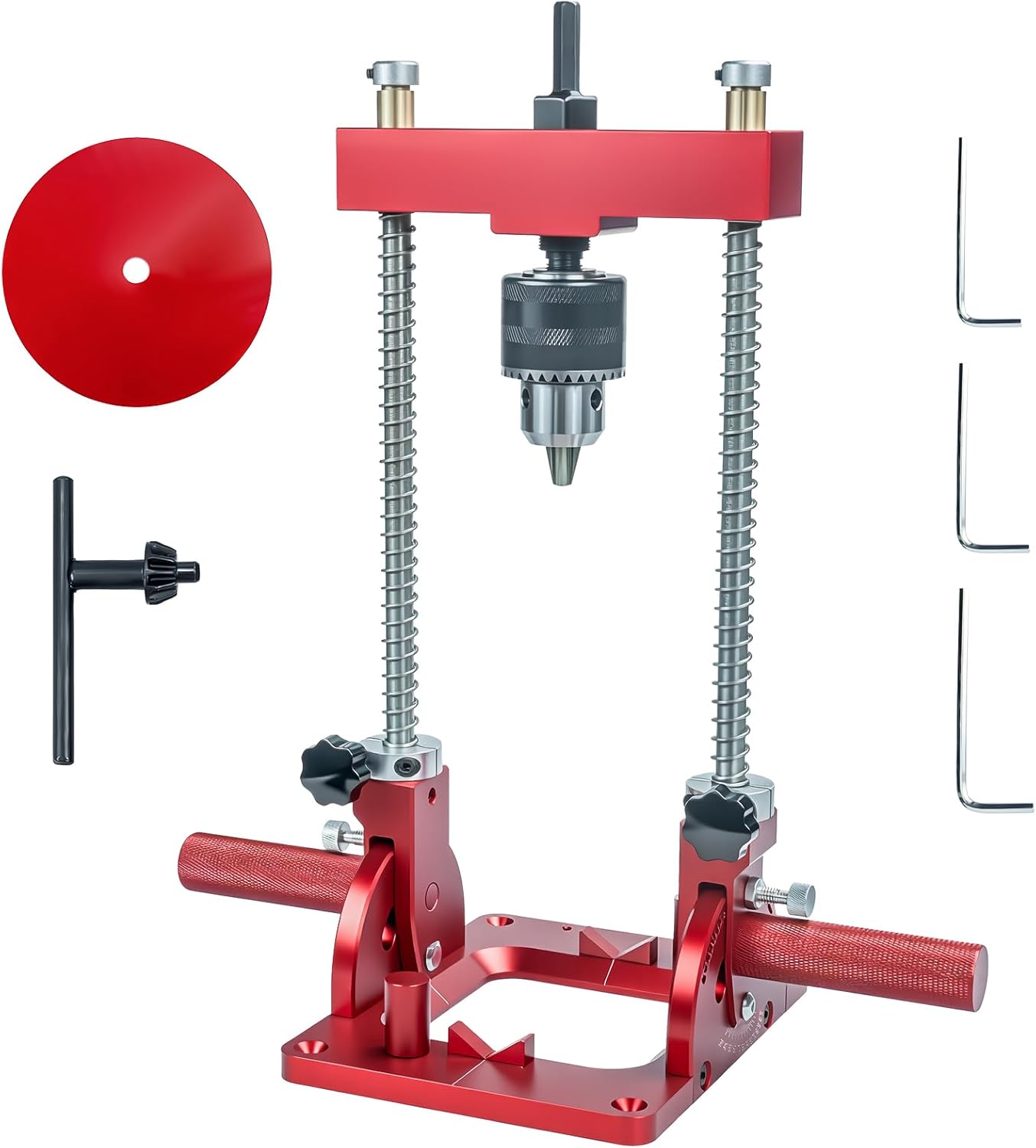 New Upgraded Protable Drill Guide for Straight Holes，Adjustable 0 to 60° Heavy Duty Multi-Angle Drill Press Guide Adapter for Hand Drill,with 1/2" Chuck,Key, Precision Drilling Jig for Wood Working