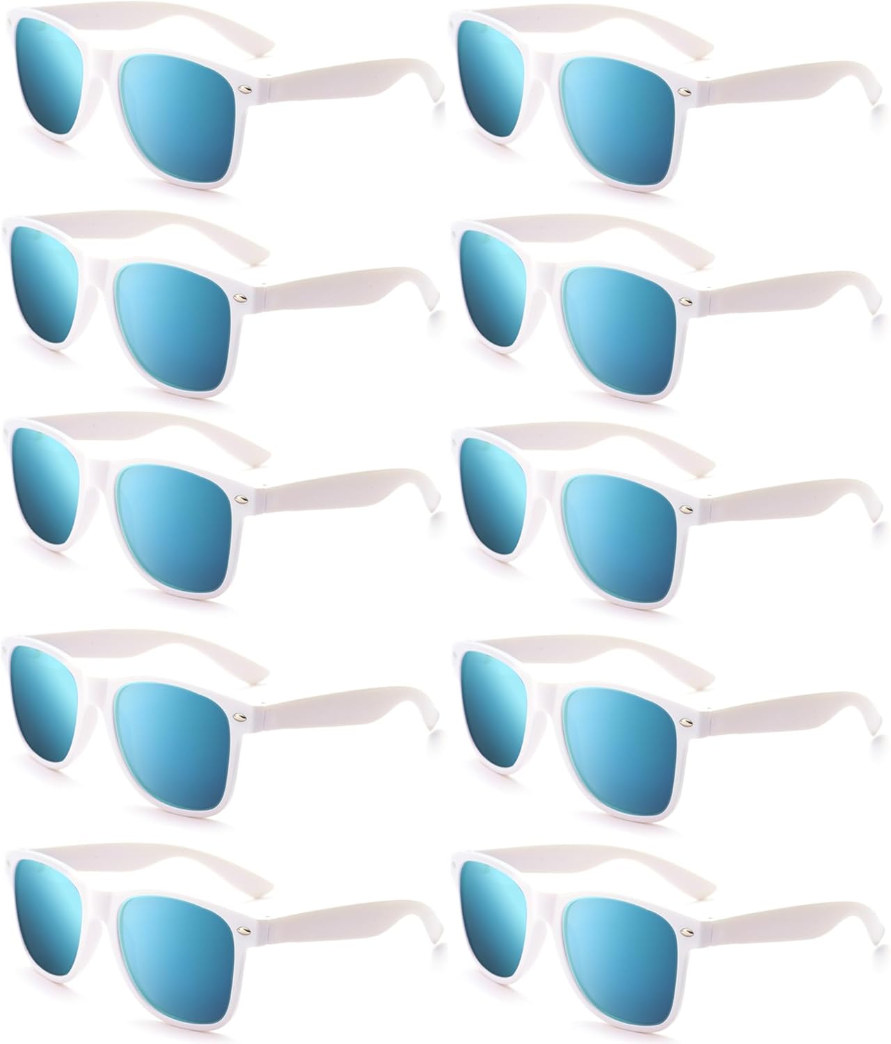 Fsmiling White Sunglasses Bulk Adult Party Sunglasses 80s Sunglasses Pack for Men Women Party Favors-10Pack