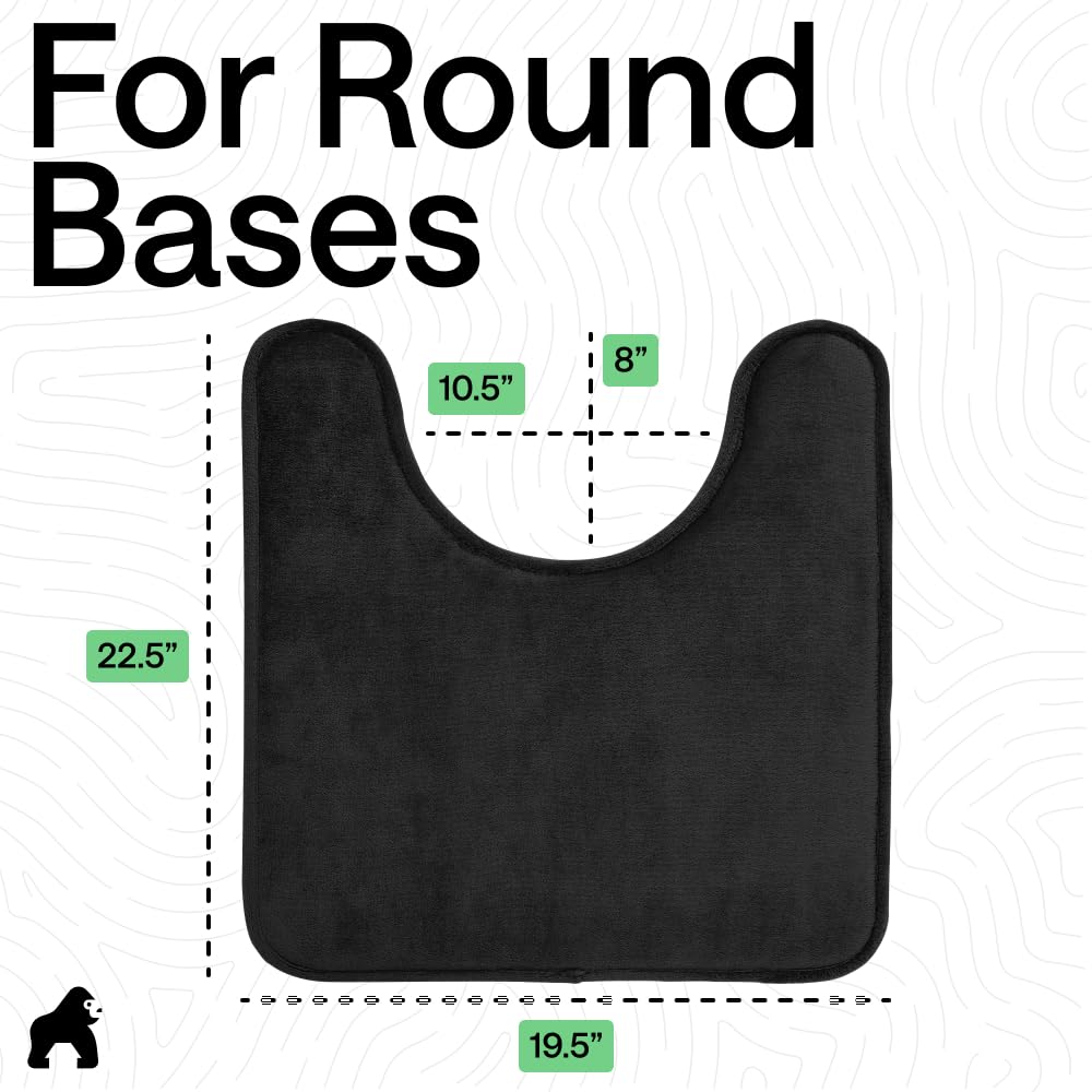 Gorilla Grip Thick Memory Foam Contoured Toilet Bath Rug 22.5x19.5, U Shape, Cushioned, Soft Floor Mats, Absorbent Cozy Bathroom Mat Rugs, Machine Wash and Dry, Plush Bath Room Carpet, Black 4