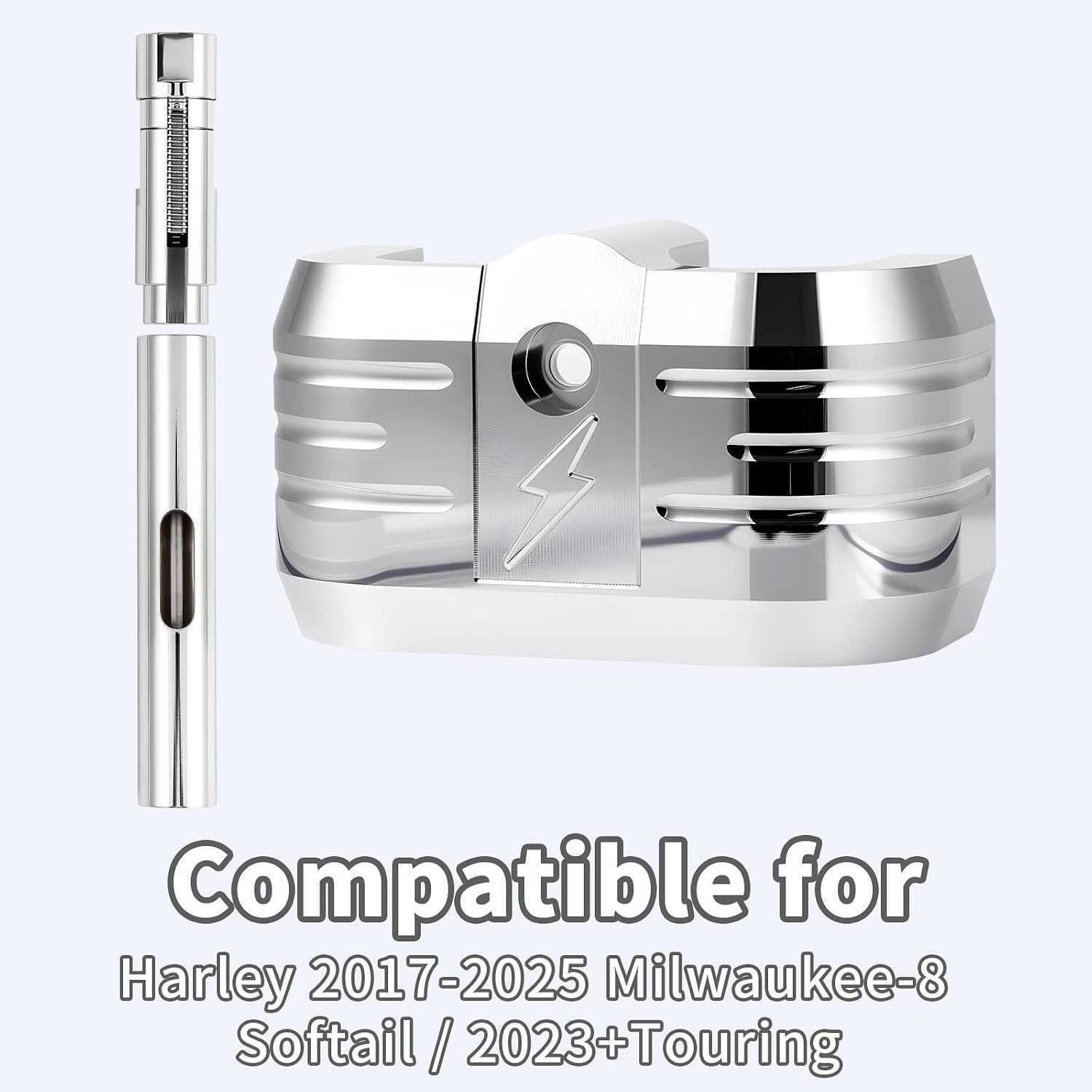 Ignition Coil Cover +Clutch Cable Adjuster for Harley 2017-2026 Milwaukee-8 Softail / 2023.5+Touring/Replace Original Plastic Part,Chrome