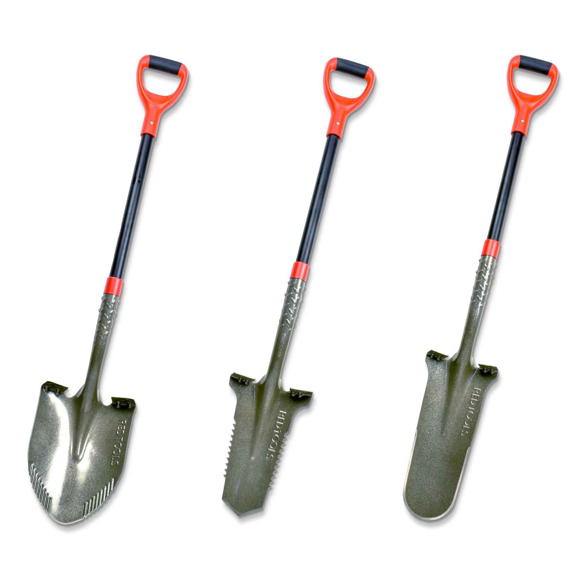 Profi Spaten Set - Robustes Garten Werkzeug inkl. Gärtnerspaten mit Wurzelsäge, Drainagespaten und Schaufel - für alle Gartenprojekte geeignet (Grau)
