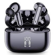 Cuffie Bluetooth 5.4 In Ear, Auricolari Bluetooth 3D Bass Stereo con 4 Mics ENC Cancellazione Rumore, 40 Ore Cuffie Wireless LED Display USB-C, IP7 Impermeabili Cuffiette Senza Fili per iOS Android