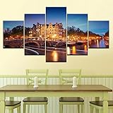 Photo Gallery yourname stampa su tela - immagine arte 5 pezzi amsterdam città edifici di notte scenario grande quadri moderni soggiorno camera da letto tela per dipingere 200x100cm Photo Gallery yourname stampa su tela - immagine arte 5 pezzi amsterdam città edifici di notte scenario grande quadri moderni soggiorno camera da letto tela per dipingere 200x100cm