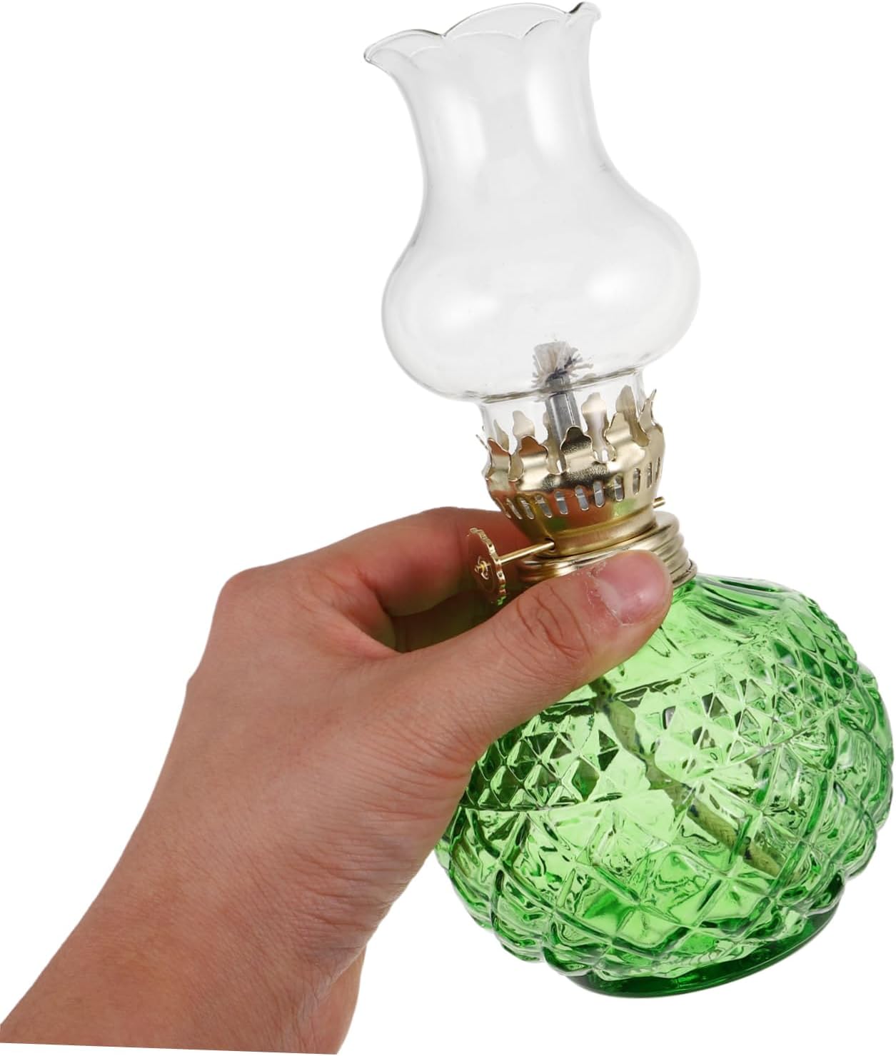 Vintage Kerosene Lamp with Glass Chimney Adjustable Flame Retro Oil Lantern for Home Decor Emergency Lighting and Ambient Atmosphere in Living Room or Bedroom