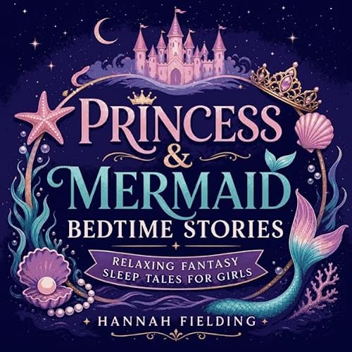 Diseño de la portada del título Princess & Mermaid Bedtime Stories: Relaxing Fantasy Sleep Tales for Girls