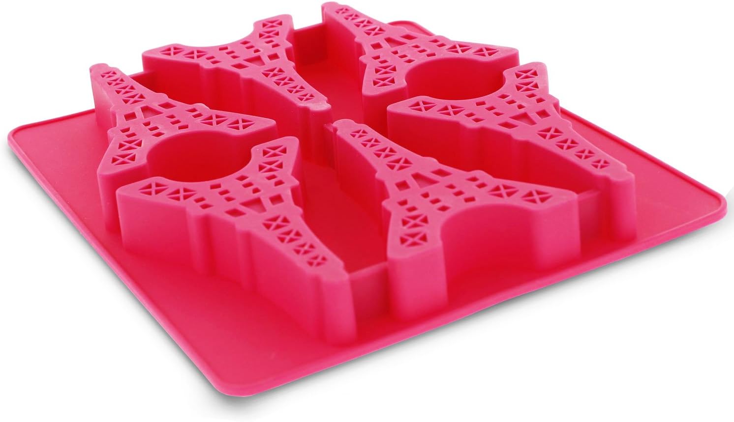 Elbee Home Slicone Chocolate, Candy, and Ice Mold, Lanmark Shapes (Eiffel Tower, Pink)