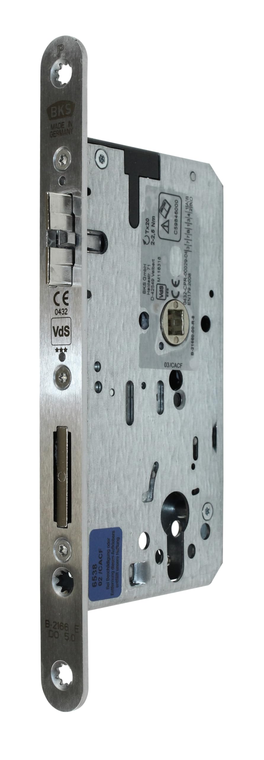 BKS Automatik FH Türschloss Panikschloss B-21660-00-R-8, Funktion E (Wechselfunktion), Dornmaß 55mm, Entfernung: 72mm, Stulp: 20x235x3mm, DIN Rechts (DIN Rechts, Dornmass: 55mm)