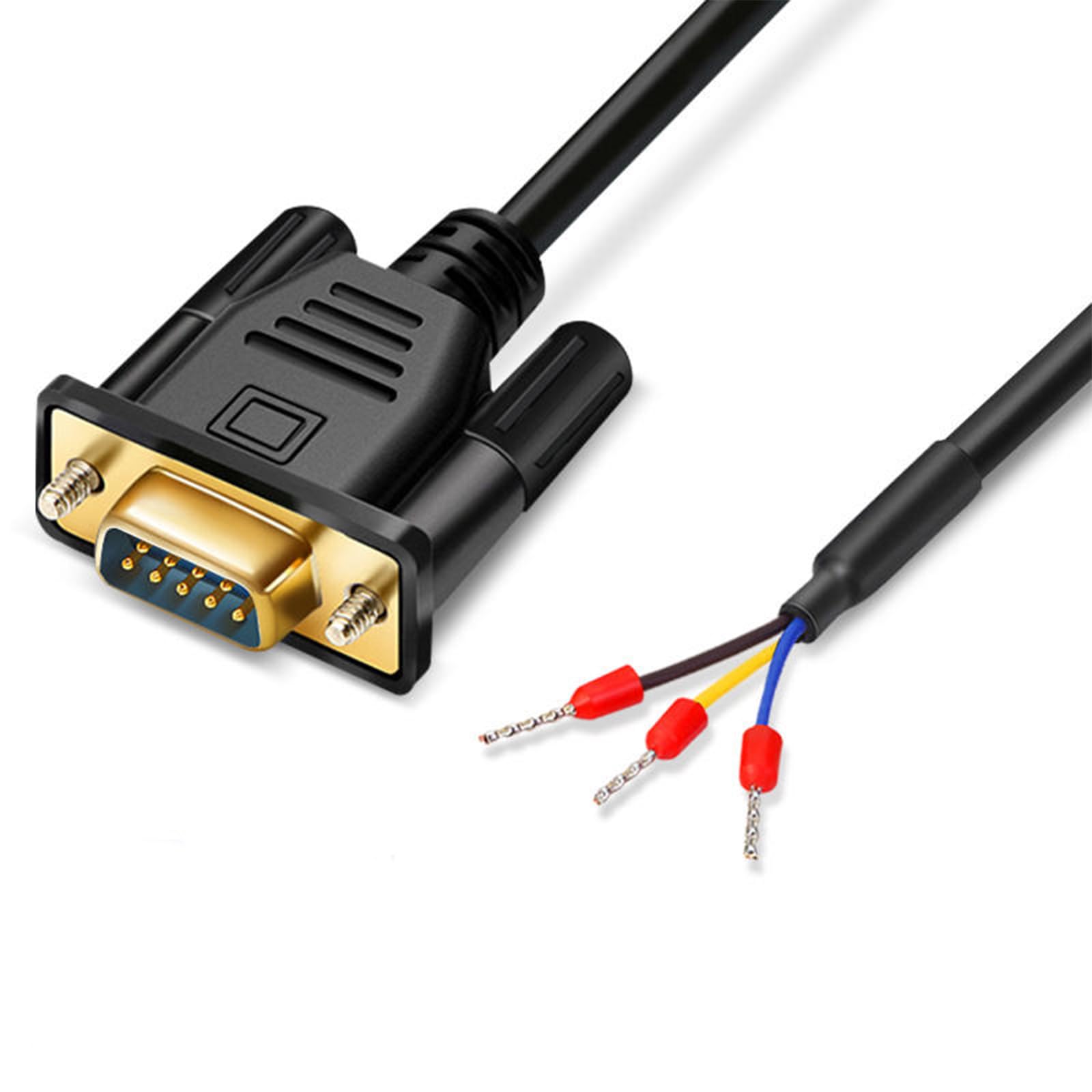RIKYJIC Gold-Plated DB9 RS232 Straight-Through Serial Cable with RXD TXD GND Terminals (Single Male, 1 Meter)