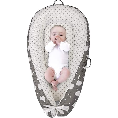 Amazon ベッドインベッド ベビー 添い寝 寝返り防止 ノットクッション 新生児 ベビーベッド 取り外し 赤ちゃん おむつ換え お出かけ 洗濯可能 出産祝い グレー 乳幼児用ベッド ベビー マタニティ 通販