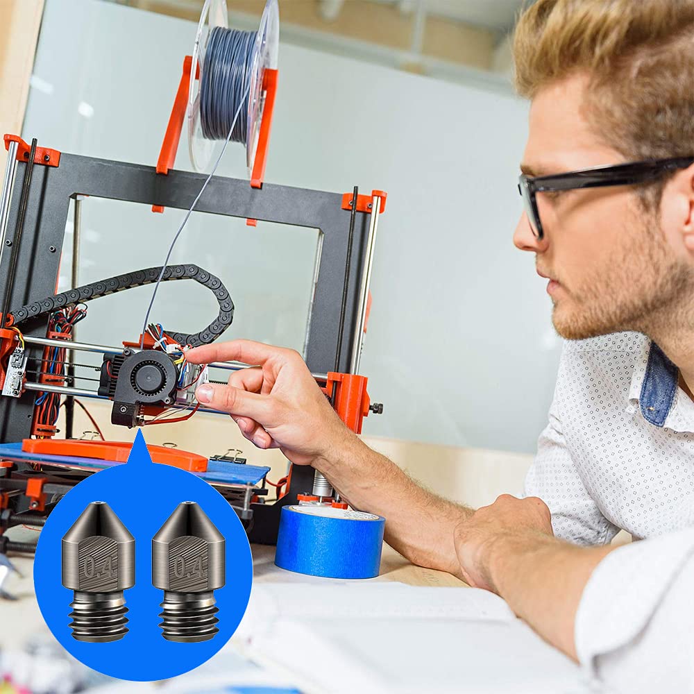 5 pièces Buses en acier trempé MK8 0,4 mm pour extrudeur à hotend en métal complet pour imprimante 3D Ender 3s 3 Pro, CR-10 - Filament de 1,75 mm