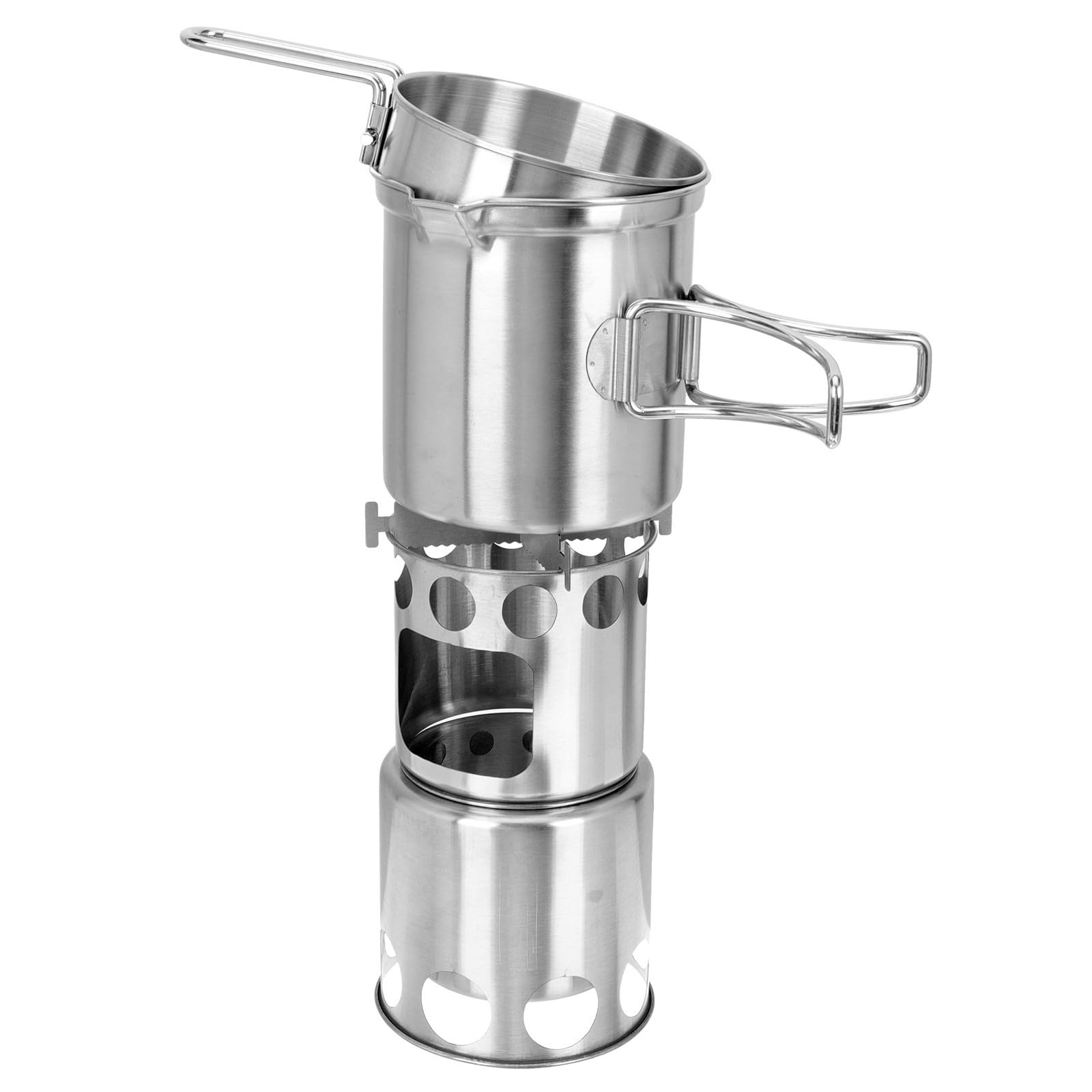 Set de Cocina de Camping de Acero Inoxidable, Plata, Portátil
